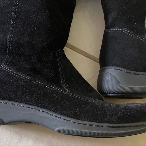 Ralph Lauren Leather/Suede Black Winter Boots with Fur Trim - Picture 5 of 12